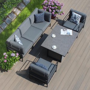 Galveston Lite Three Seater Sofa Aluminium Modular Rising Table Set
