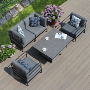 Galveston Lite Two Seater Sofa Aluminium Modular Rising Table Set