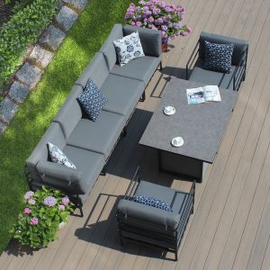 Galveston Lite Four Seater Sofa Aluminium Modular Rising Table Set