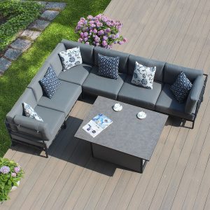 Galveston Lite Six Piece Corner Sofa Aluminium Modular Rising Table Set