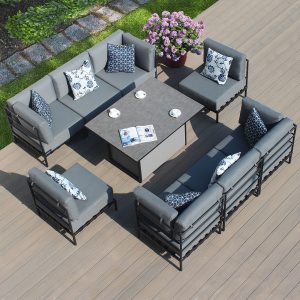 Galveston Lite Eight Piece Sofa Aluminium Modular Rising Table Set