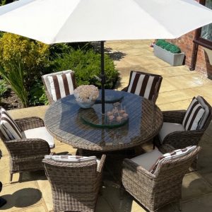 6 Sand Weave Springdale Lazy Susan 1.35mtr Round Set Ex-Warehouse EXTRA £500 OFF!!