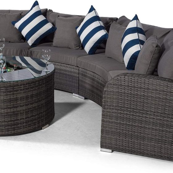 Augustine Grey Black weave Curved Sofa Set EX WAREHOUSE REDUCED BY £800! TWO LEFT AND THATS IT!