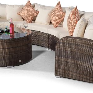 Maplewood Brown Black weave Curved Sofa Set EX WAREHOUSE REDUCED BY £800! TWO LEFT AND THATS IT!