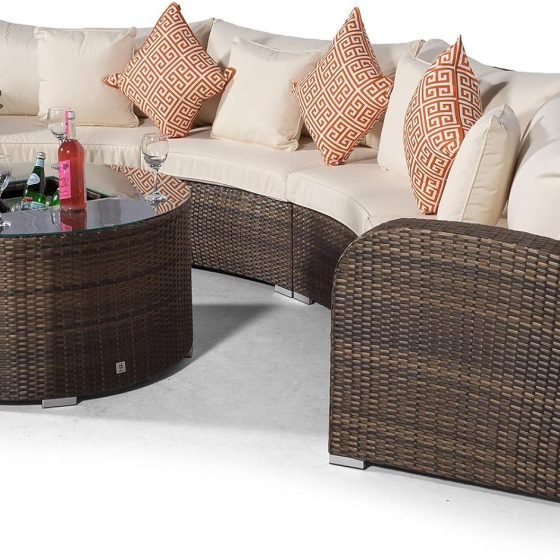 Maplewood Brown Black weave Curved Sofa Set EX WAREHOUSE REDUCED BY £800! TWO LEFT AND THATS IT!