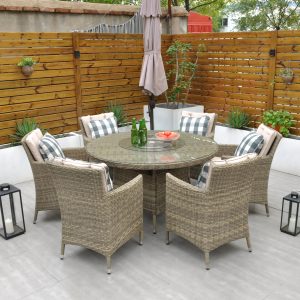 6 Sand Weave Springdale Lazy Susan 1.35mtr Round Set Ex-Warehouse EXTRA £500 OFF!!
