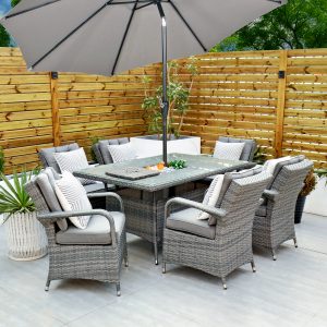6 Grey Weave Laguna 1.5mtr Rectangular Set Ex-Warehouse EXTRA £500 OFF!!