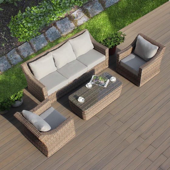 4 Piece Sorrento (ls310) Sand/Grey Weave Three Seater Sofa Set EX WAREHOUSE AND REDUCED TO CLEAR! £799