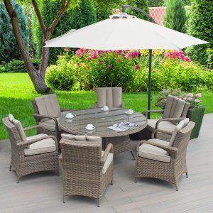 6 Sand Weave Montilla 1.40mtr Round Set Cantilever Parasol Ex-Warehouse EXTRA £500 OFF!!