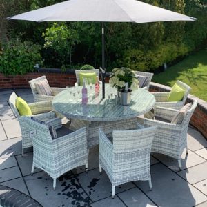 8 Cabra Armchairs 1.5mtr Round Set  Ex-Warehouse 3 Sets LEFT… EXTRA £500 OFF!!