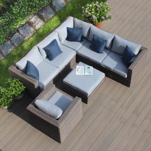 Positano (LS178) Corner Modular Rattan Sofa Set Grey/Sand Weave EX WAREHOUSE, THREE LEFT!…ANOTHER £600 OFF...£799!