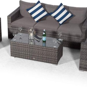 4 Piece Marseille Grey Weave Three Seater Sofa Set EX WAREHOUSE! £500 OFF! LAST TWO LEFT!