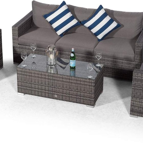 4 Piece Marseille Grey Weave Three Seater Sofa Set EX WAREHOUSE! £500 OFF! LAST TWO LEFT!