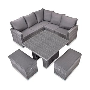 Bordeaux Corner Rising Table Dining Sofa Set GREY Weave EX WAREHOUSE, THREE LEFT!…ANOTHER £600 OFF...£799