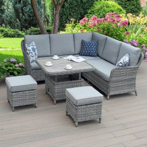 Dallas Corner Grey Weave Rising Table Sofa Set DOWN TO £799! EX WAREHOUSE CLEARANCE! £400 OFF!