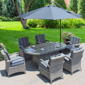 6 Grey Sicily 1.80mtr Oval Set Cantilever Parasol Ex-Warehouse EXTRA £500 OFF!!