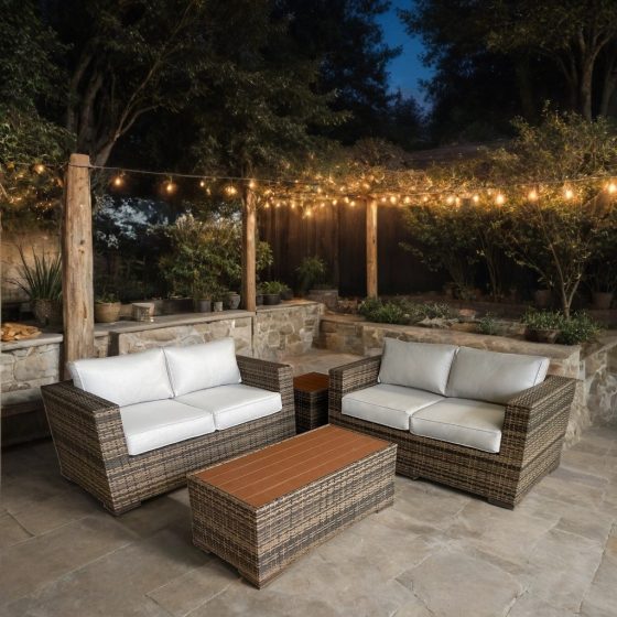 San Francisco Sand /Brown Weave Two x Two Seaters Sofa Set