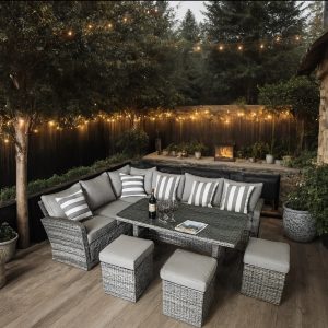 Massachusetts Grey/Black Weave Rattan Sofa Set EX WAREHOUSE STOCK CLEARANCE! LIMITED SETS..£500 OFF…£799!