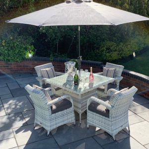 4 Grey/White Weave Brescia 1.0mtr Square Set Ex-Warehouse EXTRA £500 OFF!!