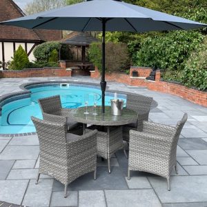 4 Wide Grey Weave Roma 1.0mtr Round Set Ex-Warehouse EXTRA £500 OFF!!